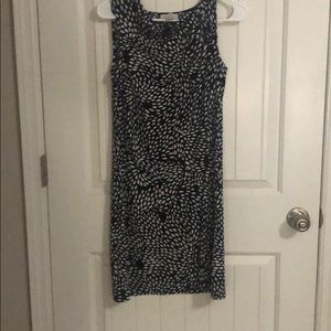 Loft Navy and cream dotted dress